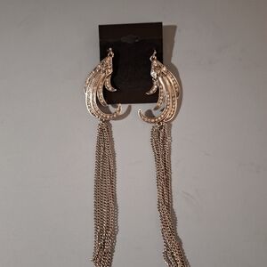 Totally Glamorous Silver 7" Drop Earrings